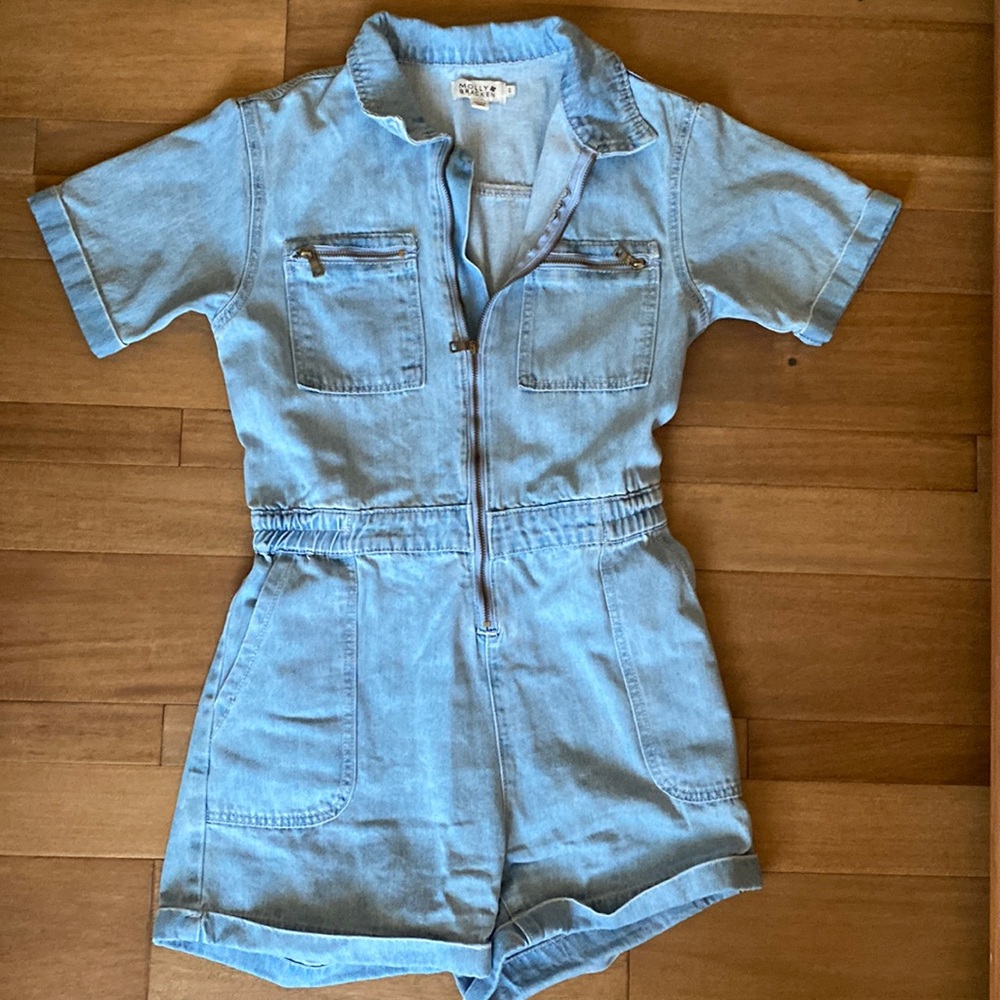 Denim Zip Up Romper